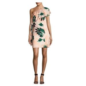 SCRIPTED One Shoulder Ruffle Tropical Print Mini Vacation Dress EUC Size XSmall